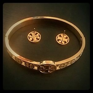 Tory Burch Logo Bracelet & Earrings
